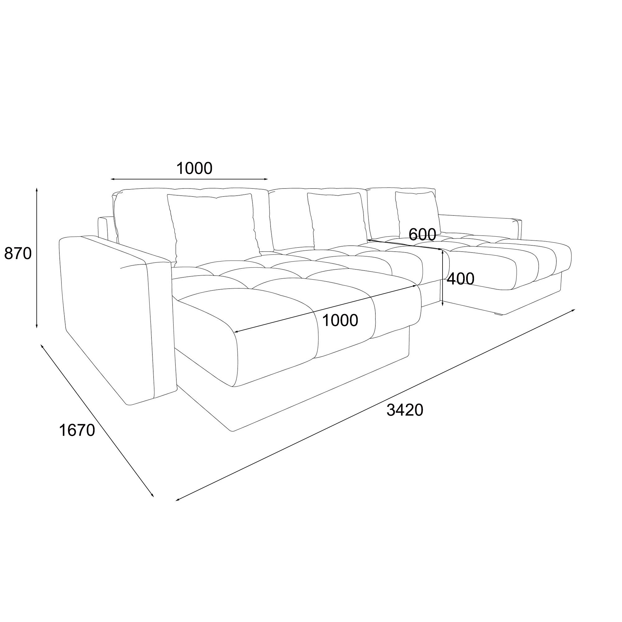 Lazurit Диван угловой П-образный Дензел