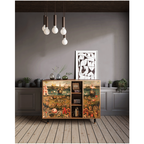 Комод - STORYZ - BS2 Garden of Earthly Delights by Hieronymus Bosch, 125 x 97 x 48 см, Орех