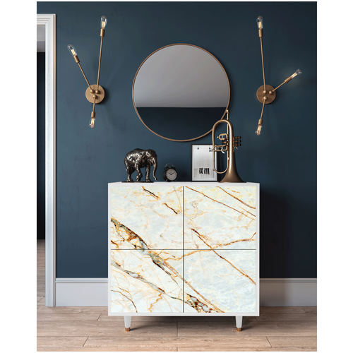 Комод - STORYZ - BS3 Sandy Marble, 94 x 96 x 48 см, Белый