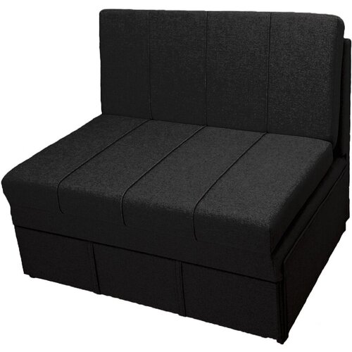 Прямой диван-кровать StylChairs Сёма 90 без подлокотников, обивка: ткань рогожка, цвет: чёрный