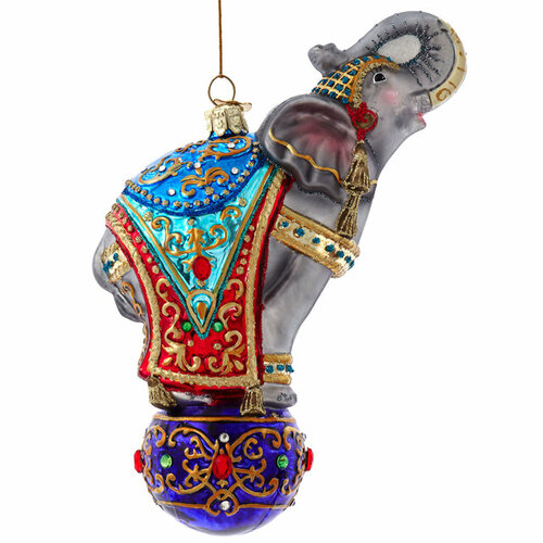 Kurts Adler Стеклянная елочная игрушка Слон - Королевский Дворец Мадрида 18 см, подвеска BELL0015