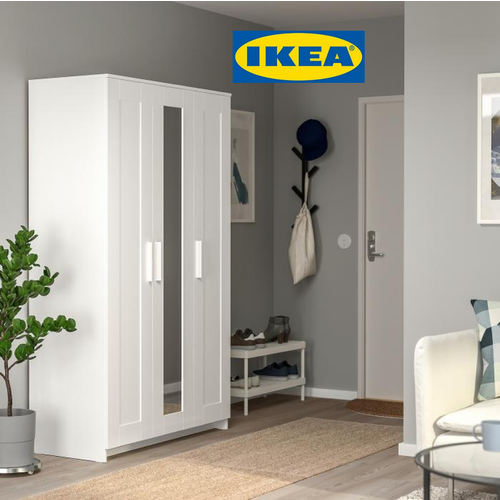 Шкаф икеа IKEA Brimnes Бримнэс, 3-х створчатый, 117х190х50, белый (оригинал)