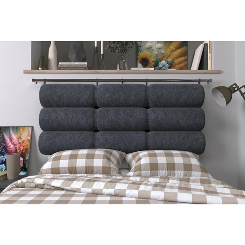 Набивное изголовье-подушка для кровати Mr. Mattress Soft XL 140x20 Grey с креплением