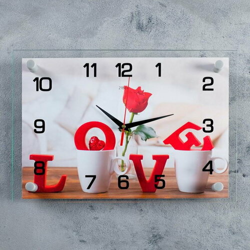 Часы настенные: Цветы, "Любовь", бесшумные, 25 x 35 см