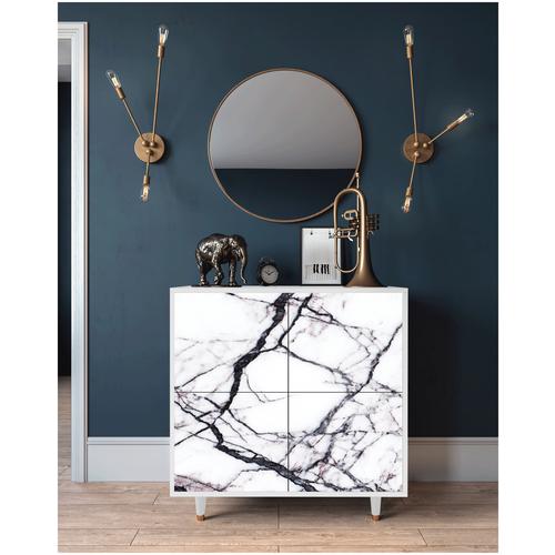 Комод - STORYZ - BS3 Raven Marble, 94 x 96 x 48 см, Белый