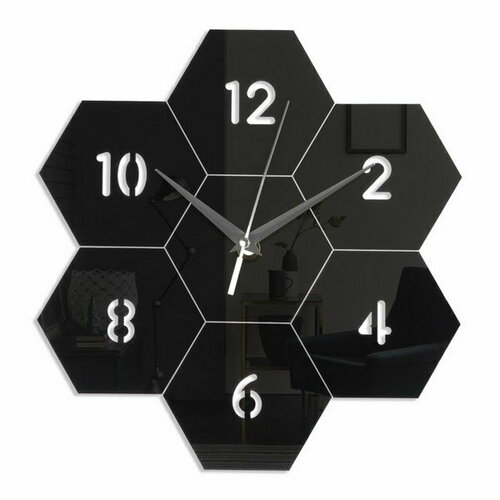 Часы-наклейка "Соты", 27 x 26 см, 1 АА, черные