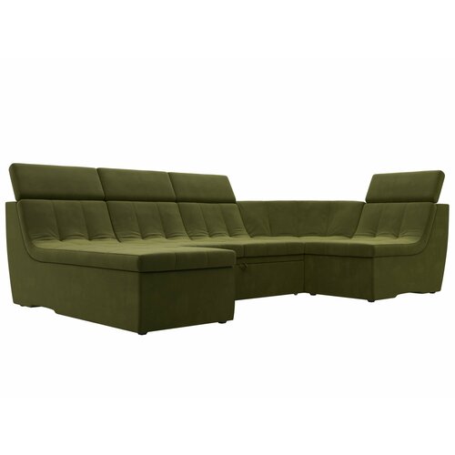 П-образный модульный диван Лига Диванов Холидей Люкс Зеленый (микровельвет)