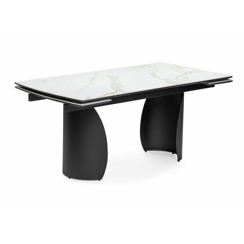 Керамический стол Woodville Готланд 180(240)х90х77 белый мрамор/черный