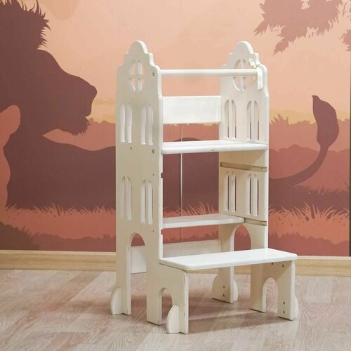 Растущий стул ( башня помощник) 3 уровня, фиксатор ступеней, защита от падения львиная семейка, детская мебель