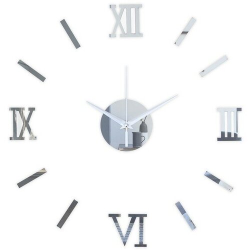 Часы-наклейка "Давис", плавный ход, d-45 см, сек. стрелка 12 см, серебро