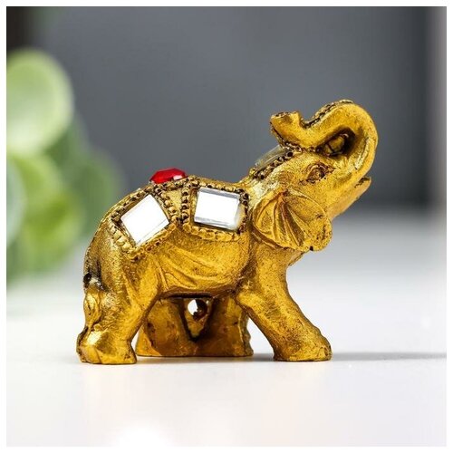 LAVANDA Сувенир полистоун "Маленький слон с мозаикой зеркальной и рубином на попоне" 3,8х3,5х1,8 см 544919