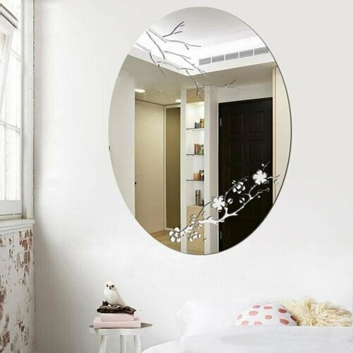 Зеркало настенное, наклейки интерьерные, зеркальные, декор на стену, панно 36.5 х 27 см (комплект из 4 шт)