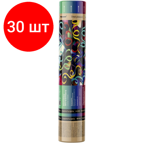 Комплект 30 штук, Хлопушка пневматическая: фольга, цветное конфетти-серпантин, CM005