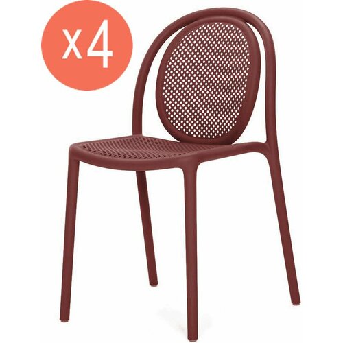 Комплект из 4-х обеденных пластиковых стульев Pedrali Remind, цвет красный