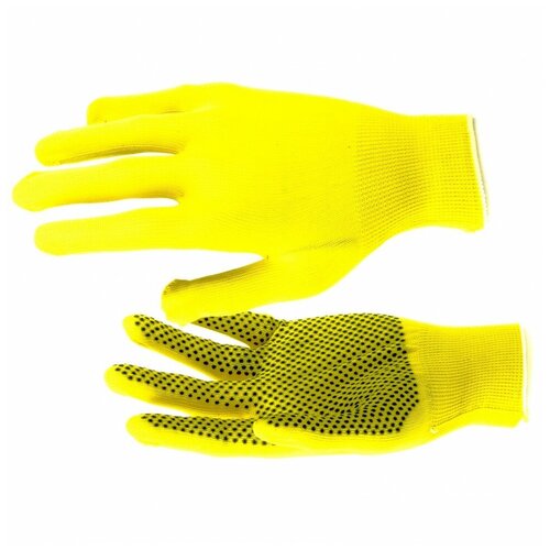 Перчатки из синтетической нити ПВХ точка, 13 класс, цвет "лимон", L 67827