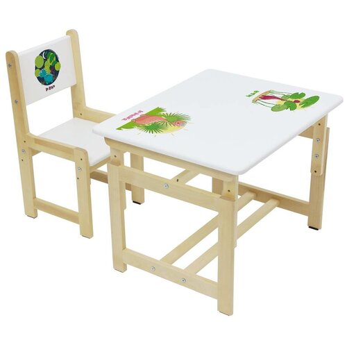 Комплект парта + стул Polini Kids стол + стул Eco 400 SM, Дино 2 68x55 см белый