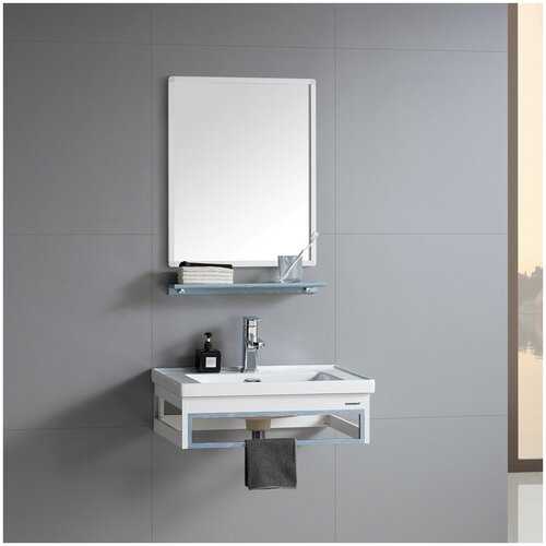 Комплект мебели для ванной River LAURA 605, белый/голубой