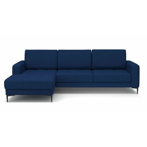 Угловой диван-кровать PUSHE раскладной Пьер, левый угол, велюр, синий Simple 24