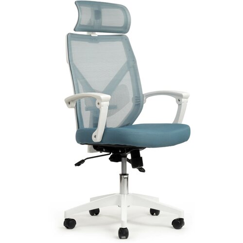 Компьютерное кресло OLIVER W-203 AC Белый пластик/Синяя сетка Riva Chair