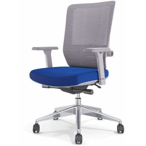 Кресло компьютерное - чегевара М сетка/ткань, серая/синяя, каркас серый