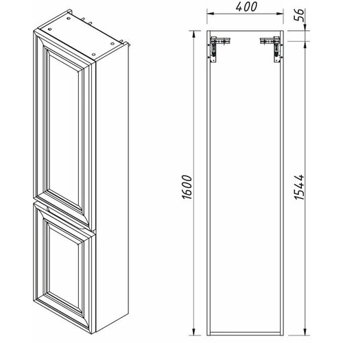 Пенал подвесной белый матовый L Caprigo Ponza-A 13550L-B231