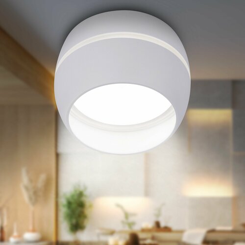 Светильник потолочный ЭРА OL29 WH под лампу GX53, декоративный на кухню, в детскую комнату, в спальню, в коридор, в прихожую / Спот потолочный накладной, белый