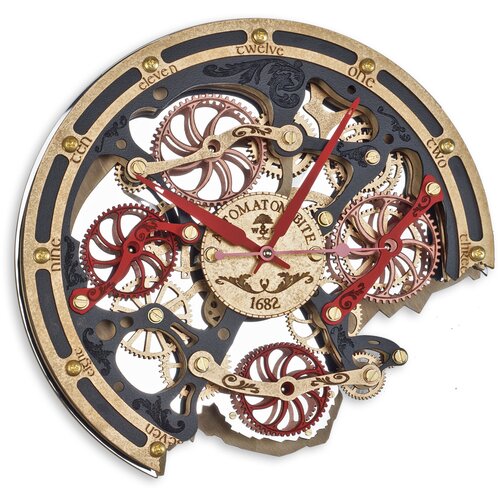 Часы Настенные Автоматон Bite 1682 Хохлома с вращающимися шестеренками