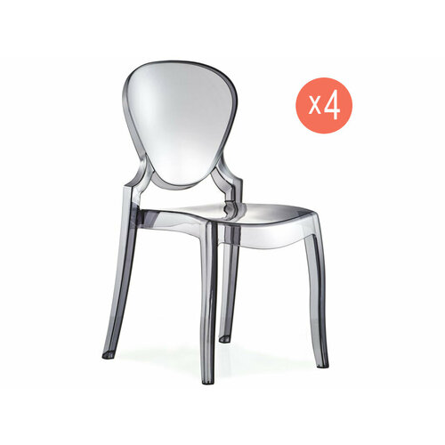 Комплект из 4 прозрачных стульев PEDRALI Queen Set 4, цвет серый