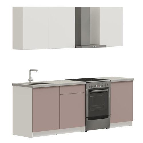 Кухонный гарнитур, кухня прямая Pragma Elinda 182 см (1,82 м), со столешницей, ЛДСП, пыльный розовый/белый
