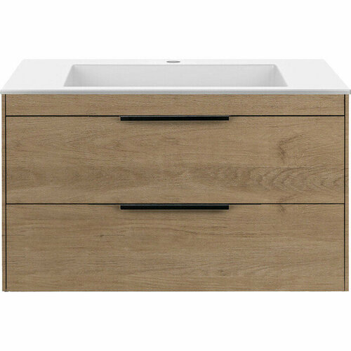 Тумба с раковиной Vincea Chiara 2D 80х47 N.Oak, раковина белая (VMC-2C2800NO, VCB-13800W)