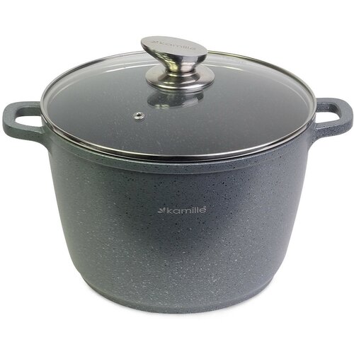 Кастрюля 6,2 л. из литого алюминия Kamille KM 4427 с мраморным покрытием (6,2 л. / серый)