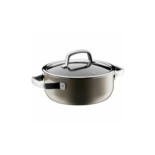 Низкая кастрюля с крышкой WMF Fusiontec Mineral Dark Brass, объем 4.4 л, диаметр 24 см, сталь по технологии Fusiontec, подходит для всех типов плит