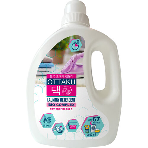 Гель для стирки с кондиционером OTTAKU BIO-COMPLEX 2-в-1, 2 л, цветочный, пион, универсальное, для черных и темных тканей