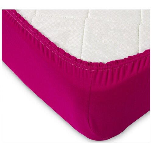 Простыня на резинке, Бордовый, 180х200х20, трикотаж (140 г/м2)