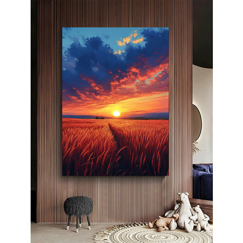 Природа / лес, картина пейзаж / река, горы, 30х40 см.
