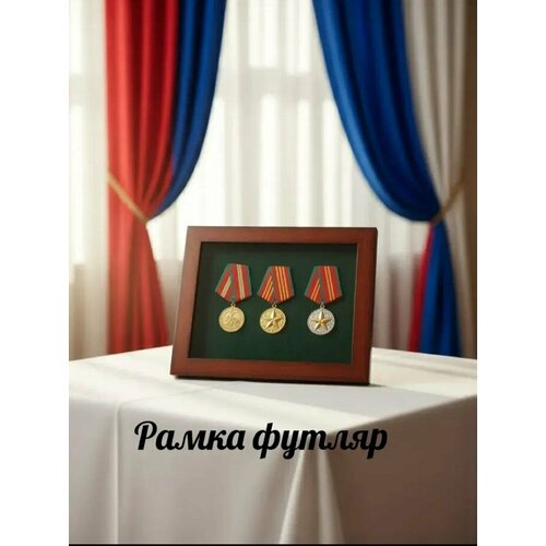 Рама планшет ручной работы для медалей, орденов и нагрудных знаков, зеленая(изумруд)