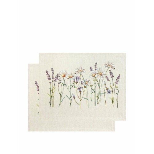 Комплект салфеток Le Gobelin Ромашки меланж Гладкий фон 2шт 35х45 см