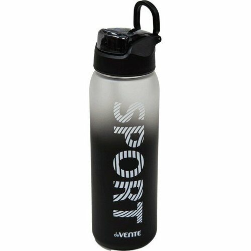 Бутылка 1000 мл deVENTE. SPORT, пластик, с петлей, поильник, черно-белый 8090324