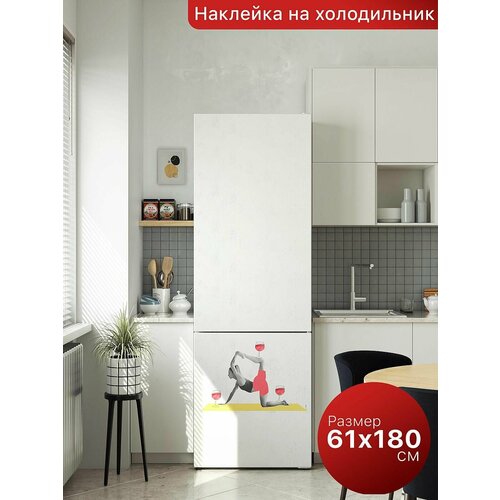 Самоклеящаяся пленка на холодильник 61х180 см. Интерьерная наклейка для кухни. Декоративная наклейка для мебели.