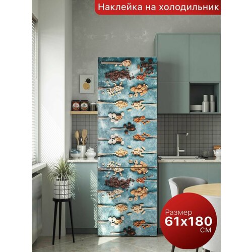 Самоклеящаяся пленка на холодильник 61х180 см. Интерьерная наклейка для кухни. Декоративная наклейка для мебели.