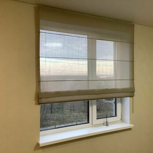 Римская штора Натурэль полупрозрачная, тюль-лён, ширина 170/ высота 170 см