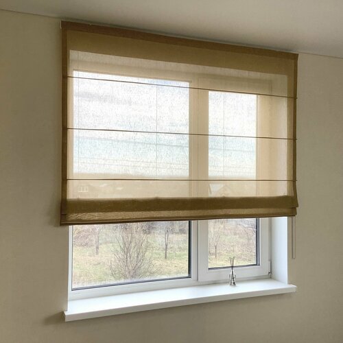 Римская штора Ольха полупрозрачная, тюль-лён, ширина 160/ высота 190 см