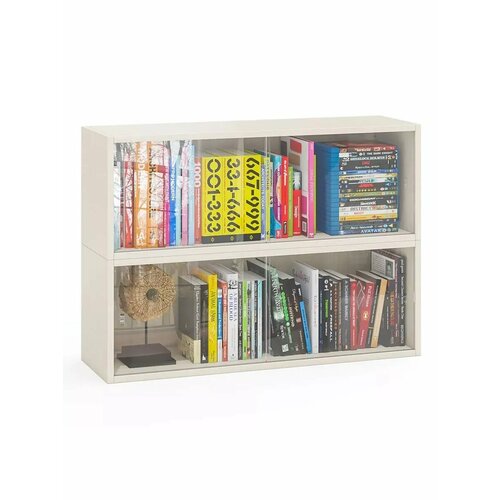 Комплект из двух книжных полок со стеклом Мебельный Двор КН-01 цветдуб
