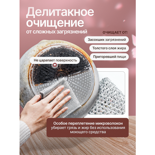 Губки для мытья посуды металлические, узелковая сетка для уборки, 20х20 см, 25 шт.