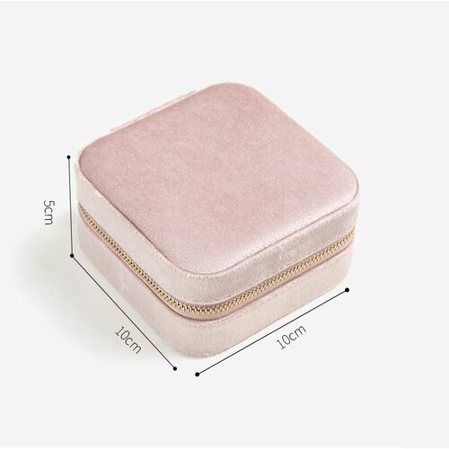 Бархатная шкатулка для хранения украшений Малика розовая пудра с зеркалом, дорожный органайзер для ювелирных украшений