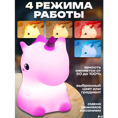 Силиконовый ночник детский единорог