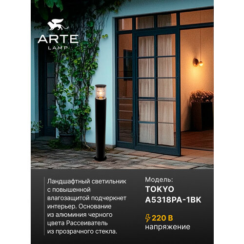 Ландшафтный светильник Arte Lamp TOKYO A5318PA-1BK / E27 / 1х40Вт / IP54 / чёрный