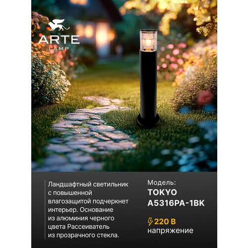 Ландшафтный светильник Arte Lamp TOKYO A5316PA-1BK / E27 / 1х40Вт / IP54 / чёрный