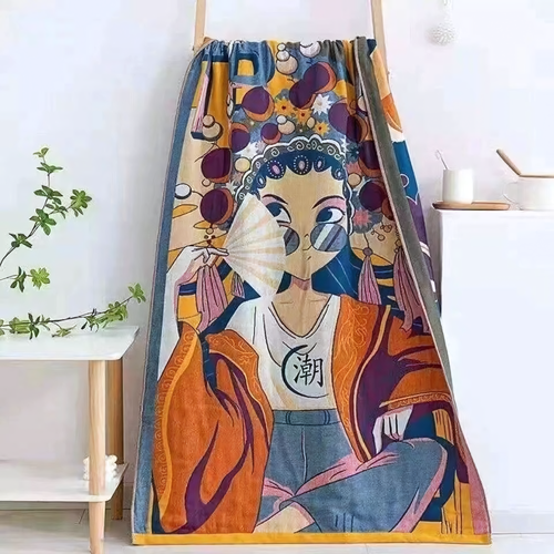 Полотенце из муслина универсальное, банное, пляжное, размер 80x160 см