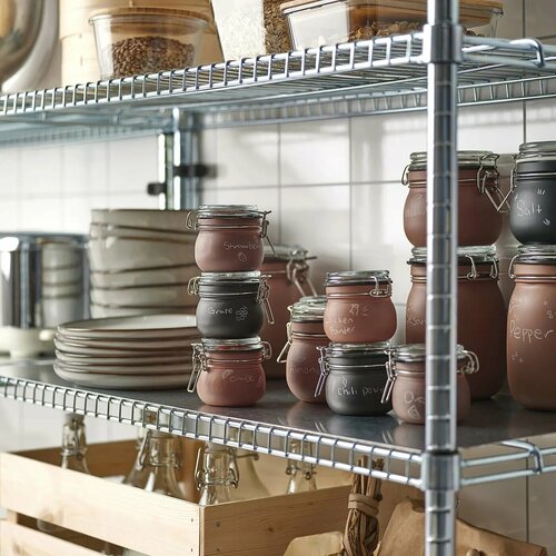 Банка с крышкой IKEA KORKEN , коричнево-красная, 0,5 л, стекло/металл